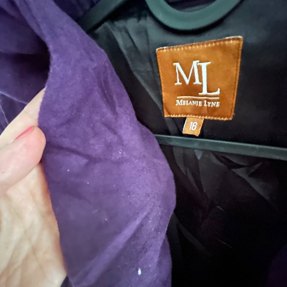 Melanie Lyne Purple Double-Breasted Cashmere Wool blend Pea Jacket Coat size 16 - Picture 9 of 10